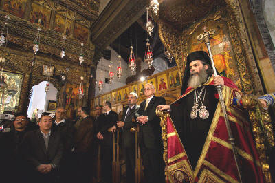 His Holiness Patriarch Theophilos III of Jerusalem celebrating Divine Services at the Church of the Nativity in Bethlehem 